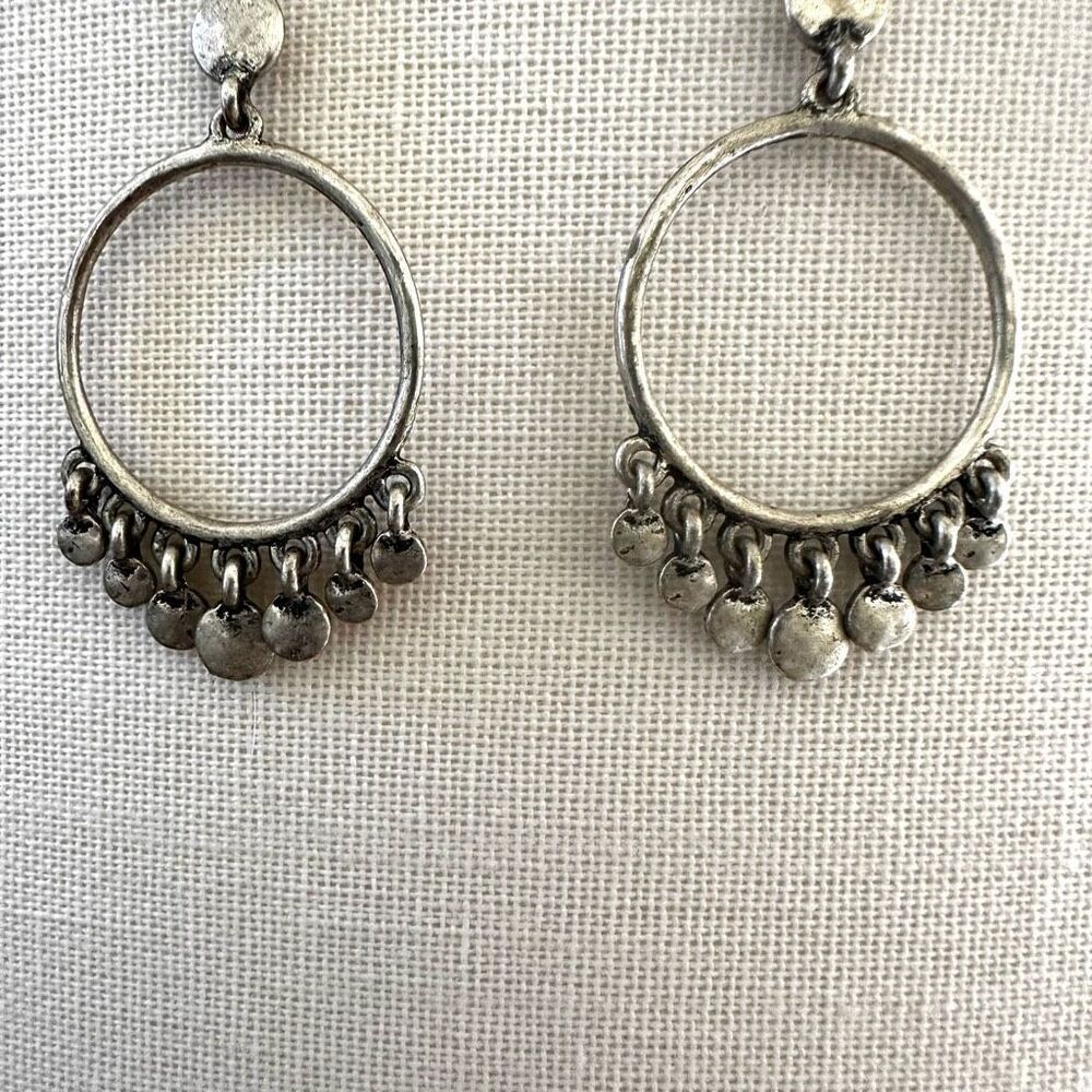Silver tone disc earrings